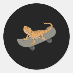 Adesivo Redondo Dragão Barbudo Engraçado No Skate Pet Lagarto Fofo