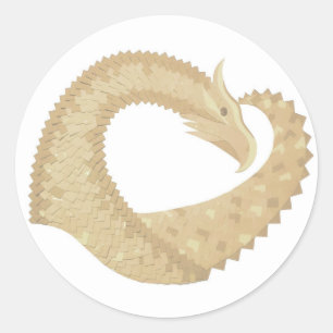 Adesivo Redondo Dragão cardíaco Sandstone em branco