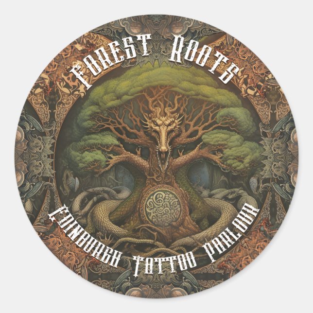 Adesivo Redondo Dragão Celta - Arte Gerada por Arte AI (Frente)