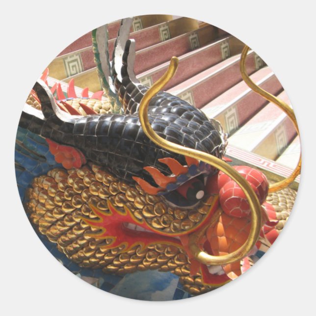 Adesivo Redondo Dragão Chinês (Frente)