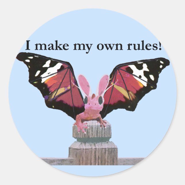 Adesivo Redondo Dragão Com Ouvidos Coelhinhos (Frente)