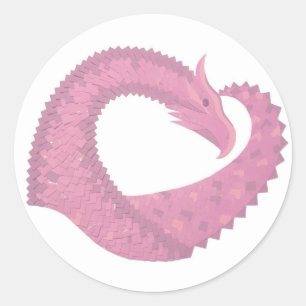 Adesivo Redondo Dragão cor-de-rosa em branco