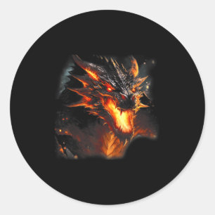 Adesivo Redondo Dragão de Fogo Cabeça de Dragão Mítico Dragão Resp