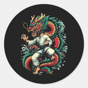 Adesivo Redondo Dragão de Karate Ano Novo Lunar Chinês 2024 Ano Do