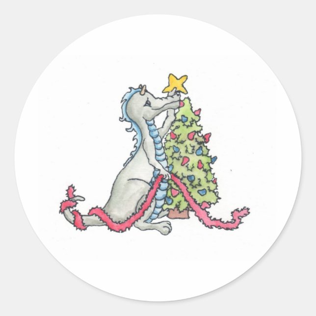Adesivo Redondo Dragão de Natal (Frente)
