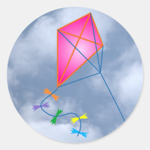 Adesivo Redondo Dragão de papel kite