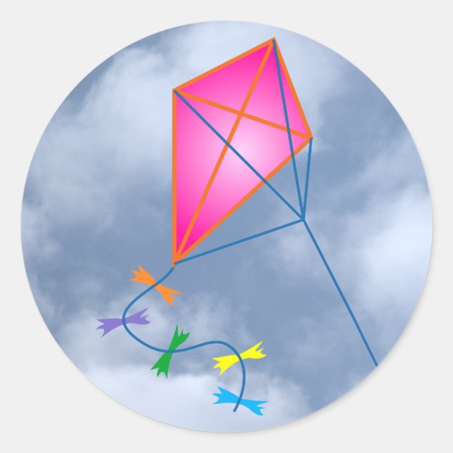 Adesivo Redondo Dragão de papel kite (Frente)