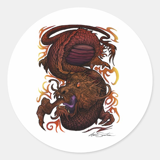 Adesivo Redondo Dragão (Design de assinatura) (Frente)