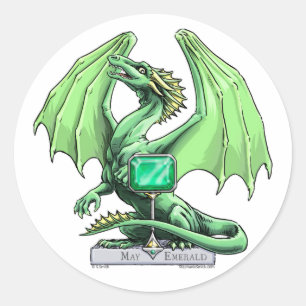 Adesivo Redondo Dragão do Birthstone de maio: Esmeralda