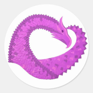 Adesivo Redondo Dragão do coração roxo brilhante em branco