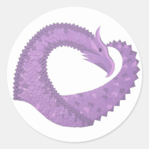 Adesivo Redondo Dragão do coração roxo lavanda em branco