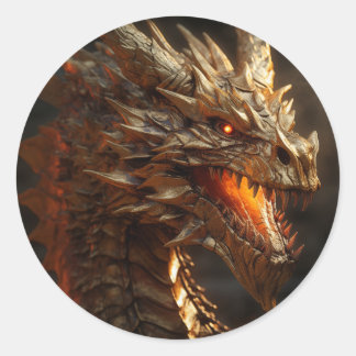 Adesivo Redondo Dragão Dourado