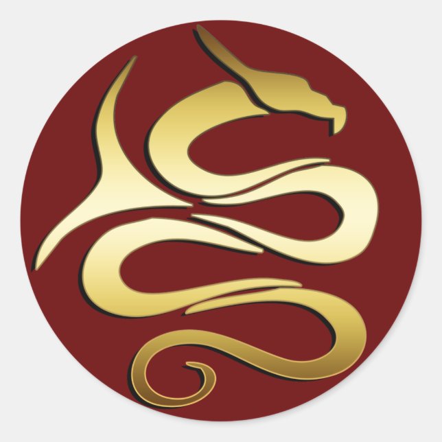 Adesivo Redondo DRAGÃO Dourado (Frente)