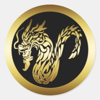 Adesivo Redondo DRAGÃO Dourado