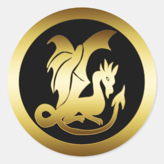 Adesivo Redondo DRAGÃO Dourado