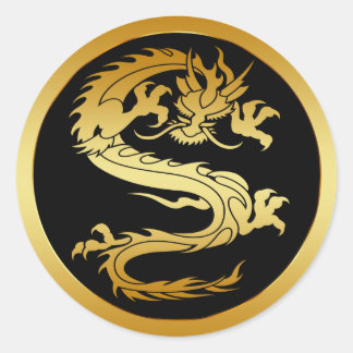ADESIVO REDONDO DRAGÃO DOURADO ORIENTAL