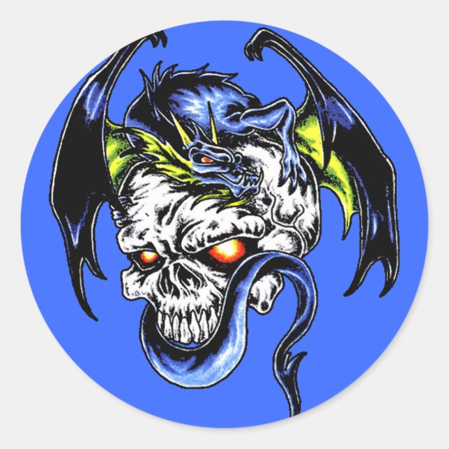 Adesivo Redondo Dragão e Caveira (Frente)