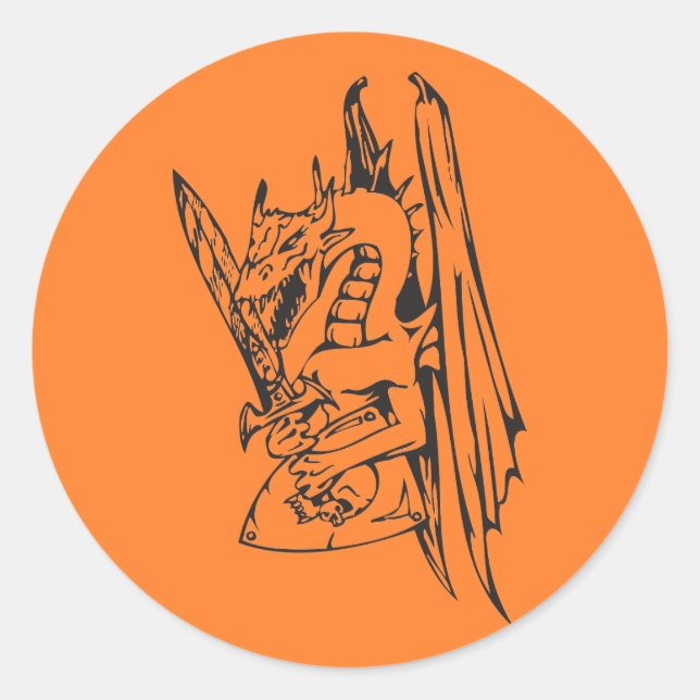 Adesivo Redondo Dragão e Espada (Frente)