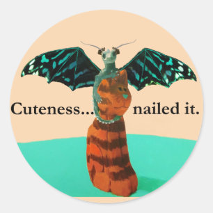 Adesivo Redondo Dragão e gato de madeira