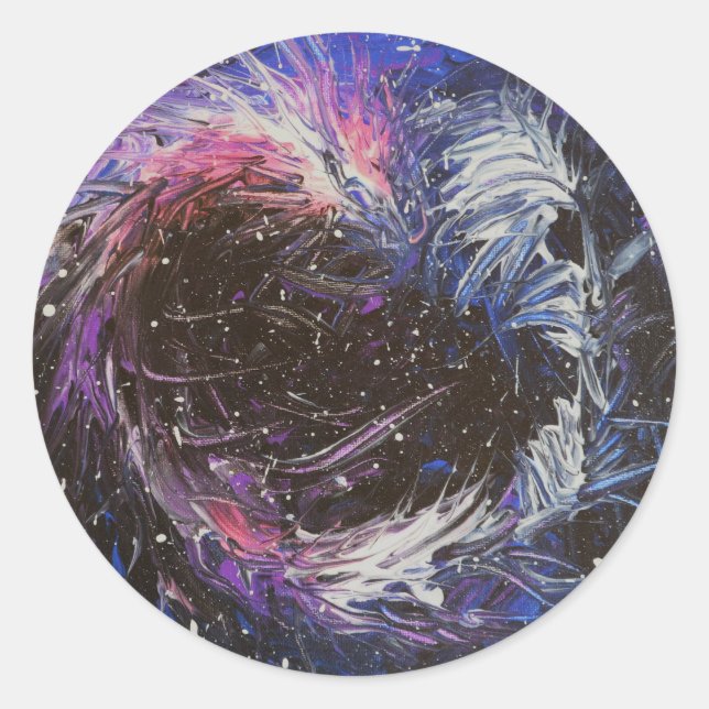 Adesivo Redondo Dragão espacial (Frente)