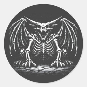 Adesivo Redondo Dragão Esqueleto por BurnsInHell