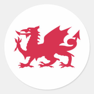Adesivo Redondo Dragão Galês Vermelho