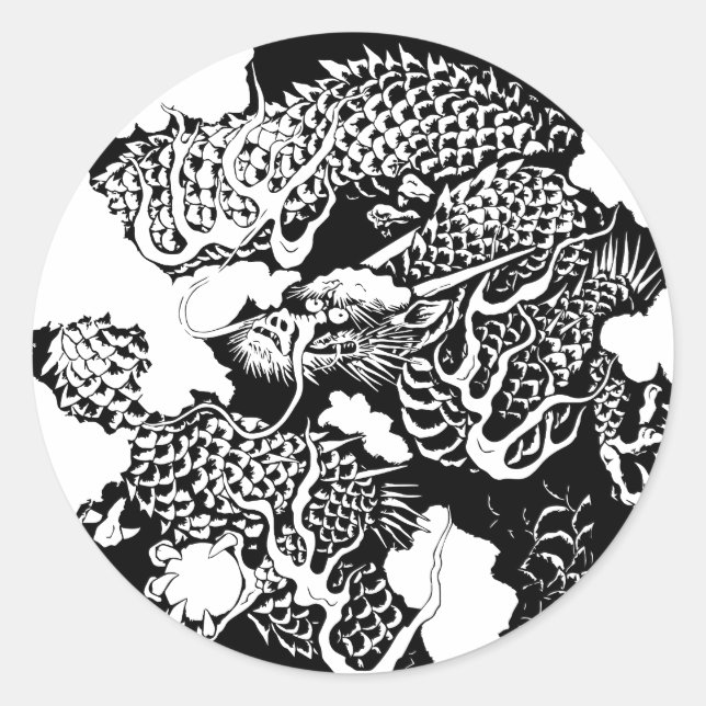 Adesivo Redondo Dragão japonês (Frente)