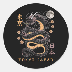Adesivo Redondo Dragão Japonês Tóquio Japão anos 80 Ani Mítico Asi