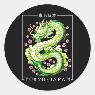 Adesivo Redondo Dragão Japonês Tóquio Japão anos 80 Ani Mítico Asi