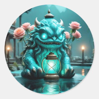 Adesivo Redondo Dragão Lanterna