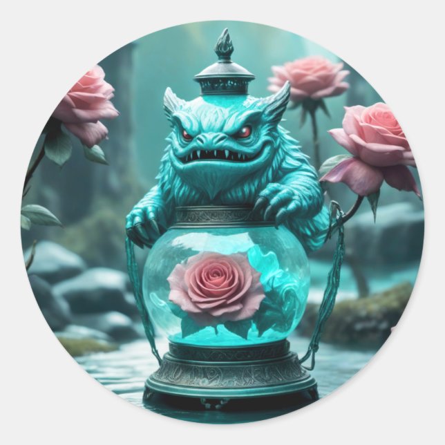 Adesivo Redondo Dragão Lanterna 2 (Frente)