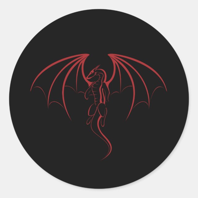Adesivo Redondo Dragão Mítico Vermelho Brilhante Emblema (Frente)