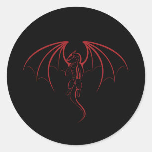Adesivo Redondo Dragão Mítico Vermelho Brilhante Emblema