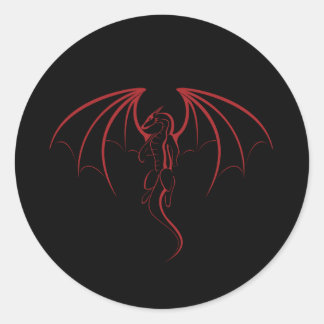 Adesivo Redondo Dragão Mítico Vermelho Brilhante Emblema