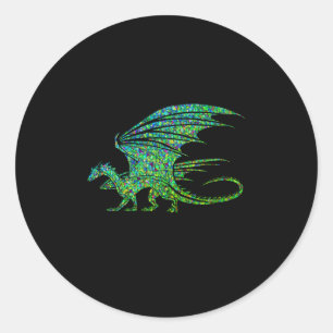 Adesivo Redondo Dragão Mosaico Verde Incrível 