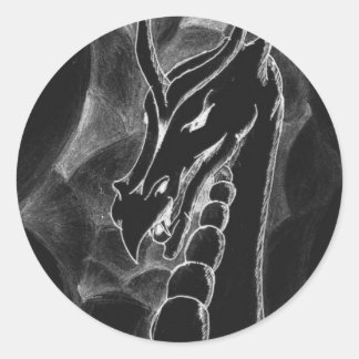 Adesivo Redondo Dragão na fumaça (preto)