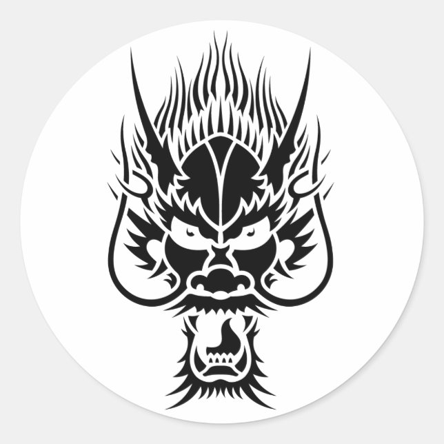 Adesivo Redondo Dragão oriental (Frente)