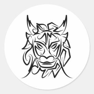 Adesivo Redondo Dragão Tribal Negro e Branco