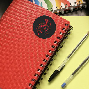 Adesivo Redondo Dragão Tribal Vermelho