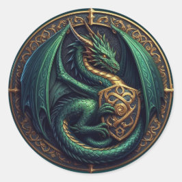 Adesivo Redondo Dragão Verde com Blindagem