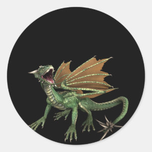 Adesivo Redondo Dragão Verde Design 1: Autoadesivos Fantásticos