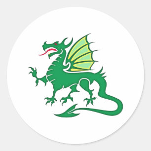 Adesivo Redondo dragão verde green dragon