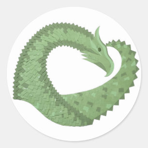 Adesivo Redondo Dragão verde-oliva em branco
