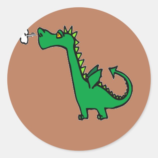 Adesivo Redondo Dragão verde para respirar ar (Frente)