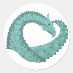 Adesivo Redondo Dragão verde-sábado em branco