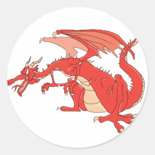 Adesivo Redondo Dragão vermelho impetuoso