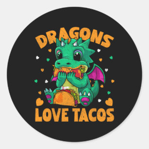 Adesivo Redondo Dragões Adoram Tacos Engraçados Tacos Comida