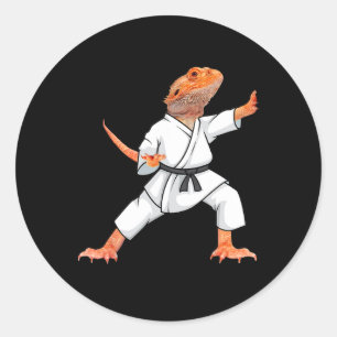 Adesivo Redondo Dragões engraçados fazendo Karate Samurai Ninja L