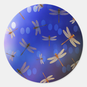 Adesivo Redondo Dragões Magnéticos Em Azul,
