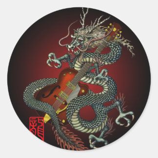 Adesivo Redondo Dragon Guitar 01